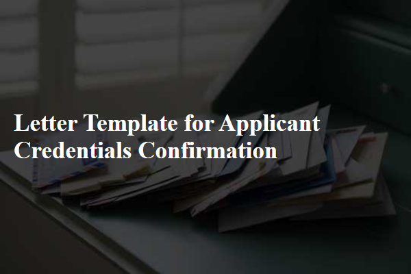 Letter Template For Applicant Credentials Confirmation