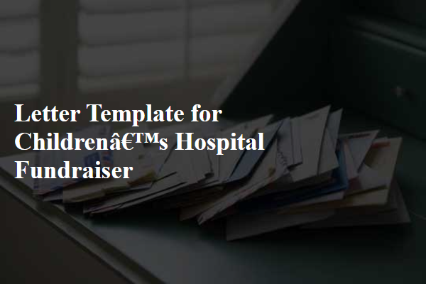 Letter Template For ChildrenS Hospital Fundraiser