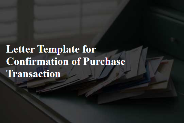 Letter Template For Confirmation Of Purchase Transaction