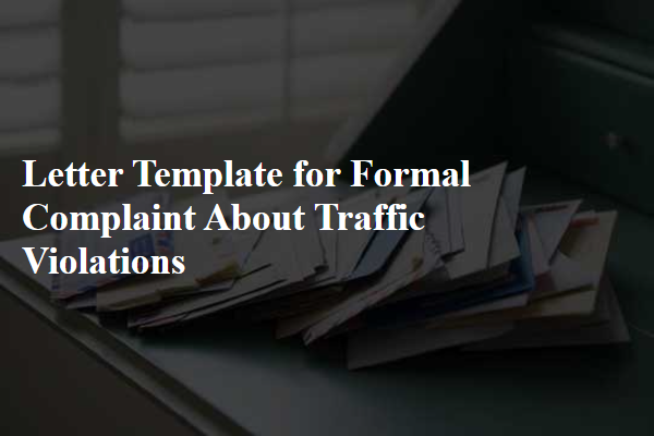 Letter Template For Formal Complaint About Traffic Violations