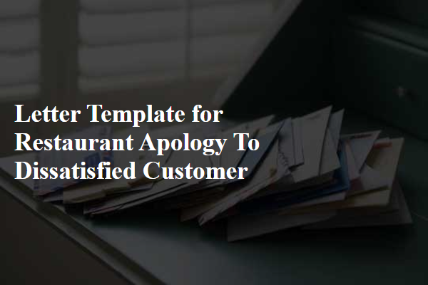 Letter Template For Restaurant Apology To Dissatisfied Customer