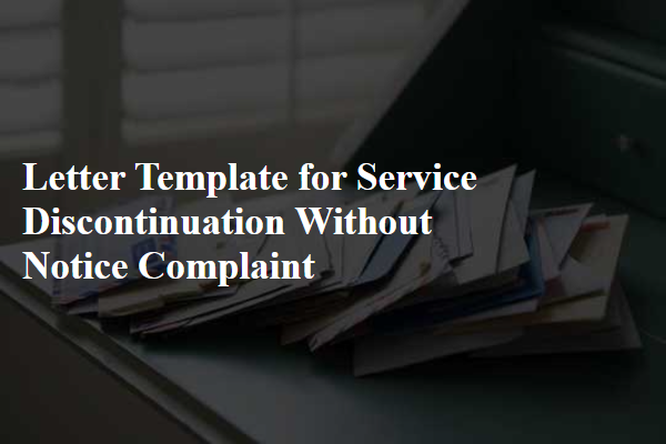 Letter Template For Service Discontinuation Without Notice Complaint