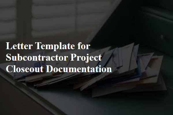 Letter Template For Subcontractor Project Closeout Documentation