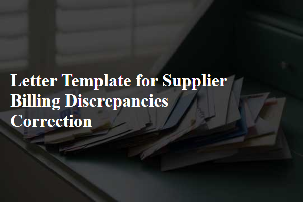 Letter Template For Supplier Billing Discrepancies Correction