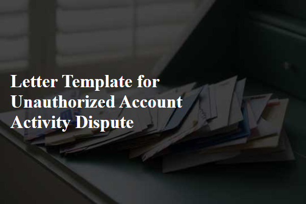 Letter Template For Unauthorized Account Activity Dispute