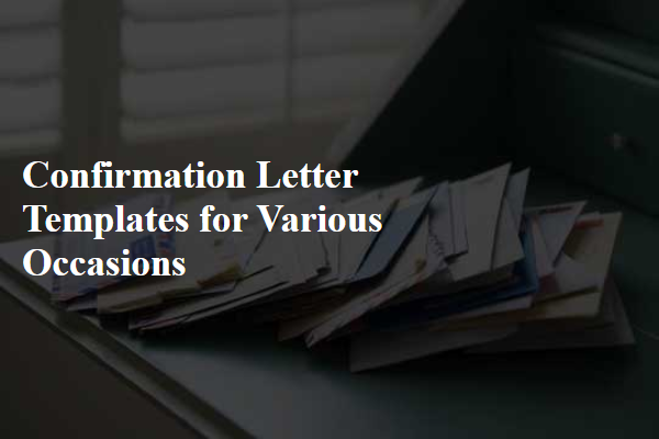Confirmation Letter Templates for Various Occasions
