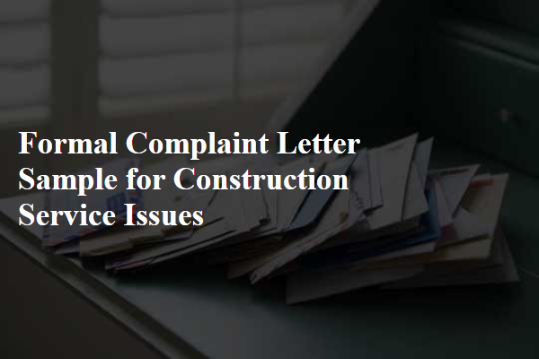 Formal Complaint Letter Sample for Construction Service Issues