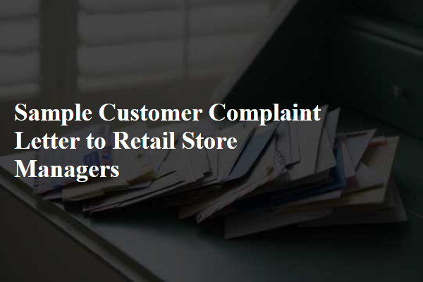 Sample Customer Complaint Letter to Retail Store Managers