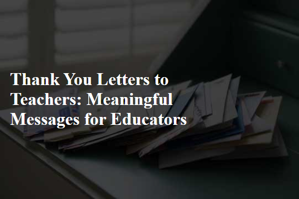 Thank You Letters to Teachers: Meaningful Messages for Educators