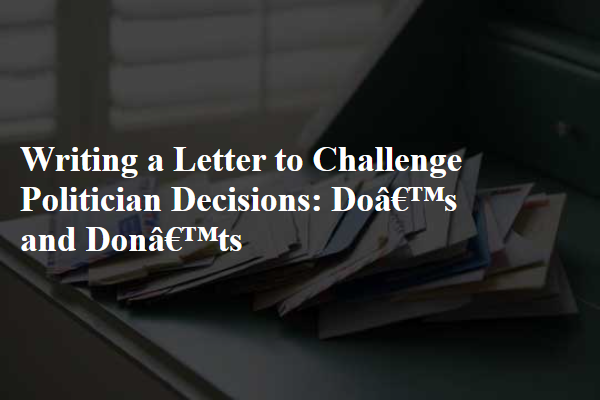 Writing a Letter to Challenge Politician Decisions: Do’s and Don’ts