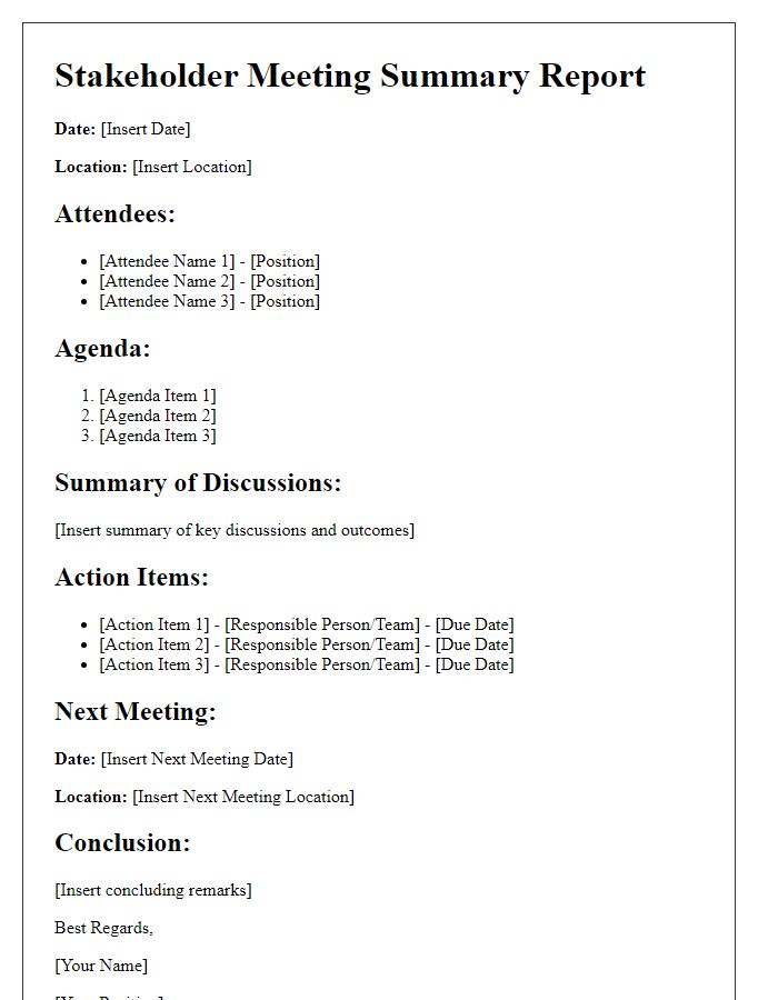 Letter template of stakeholder meeting summary report