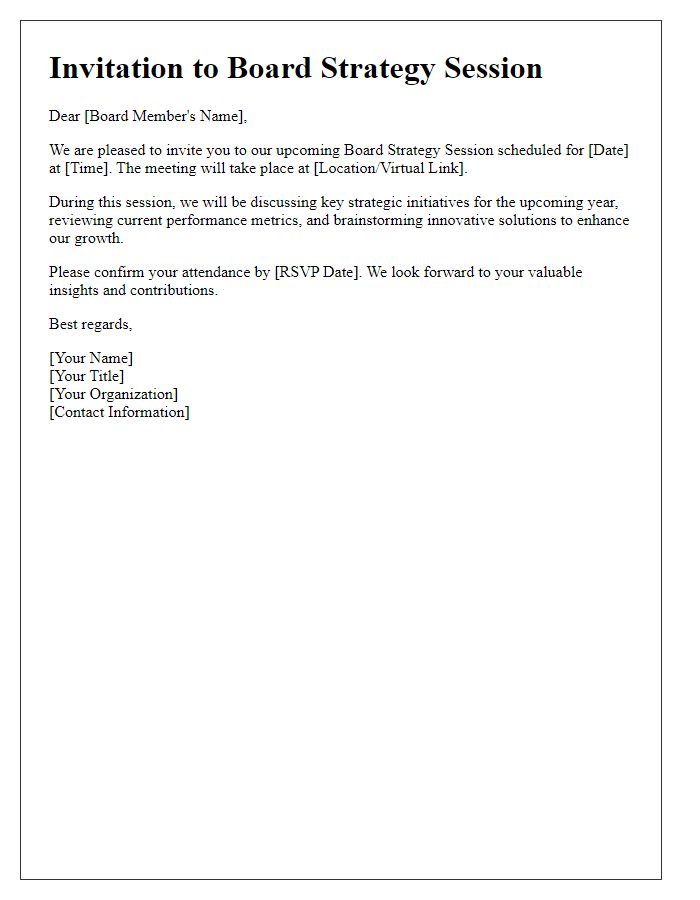 Letter template of invitation for board strategy session