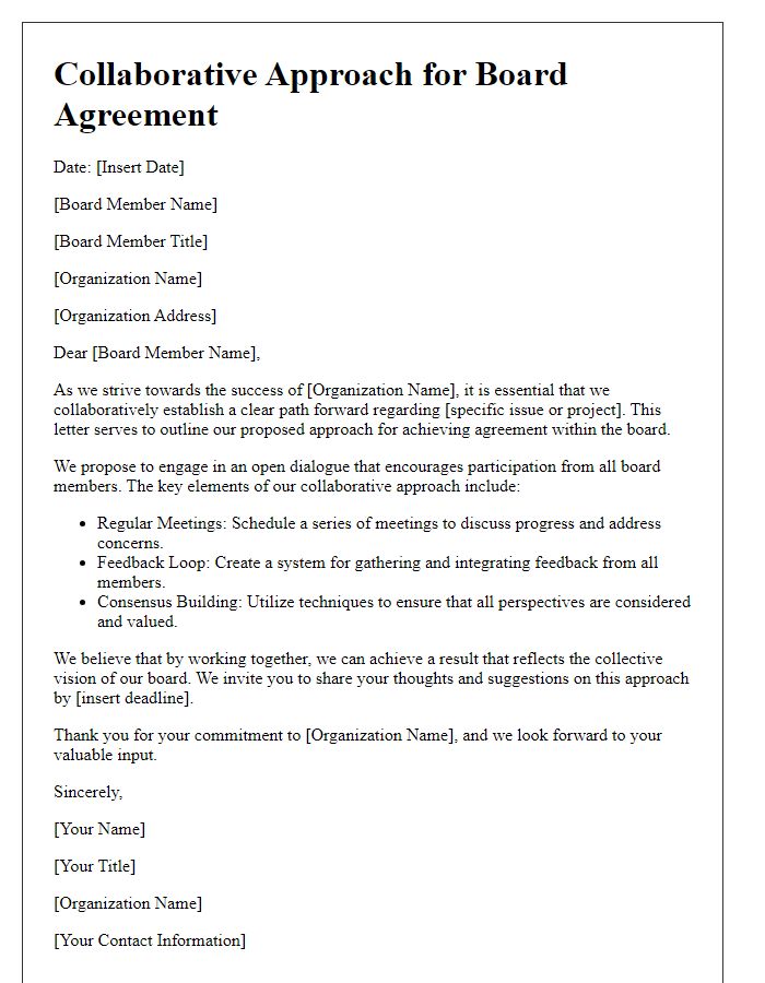 Letter template of Collaborative Approach for Board Agreement