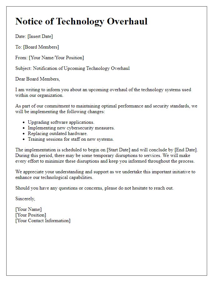 Letter template of notice for board technology overhaul