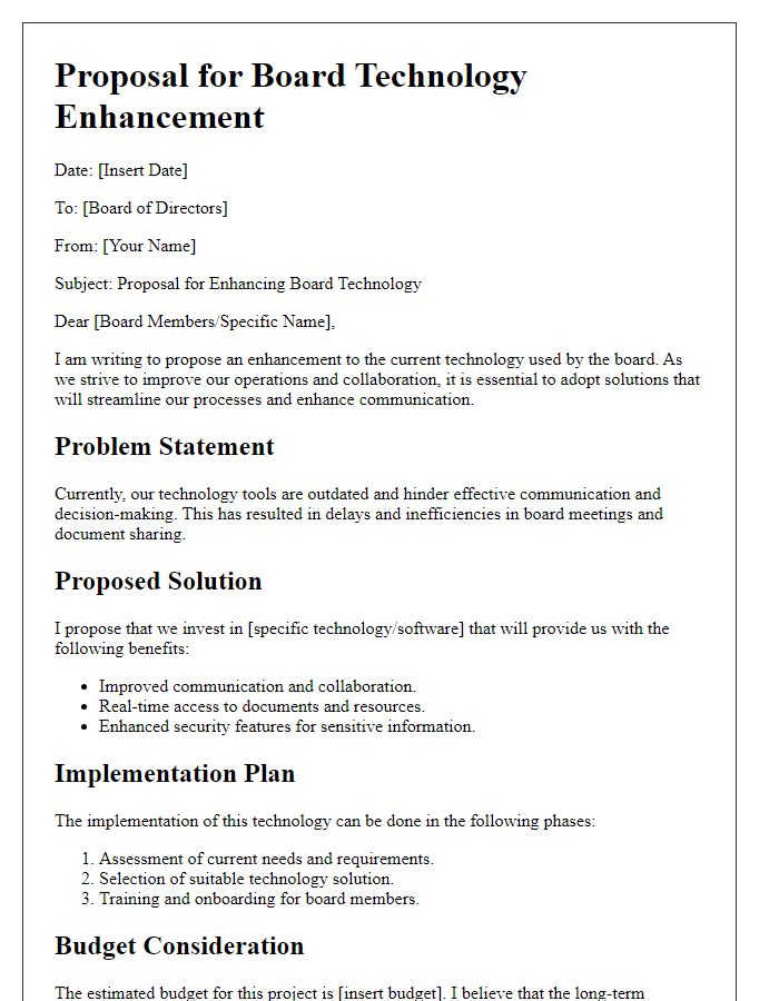 Letter template of proposal for board technology enhancement