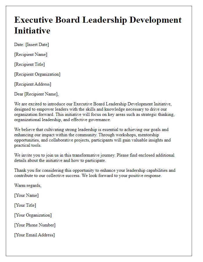 Letter template of Executive Board Leadership Development Initiative