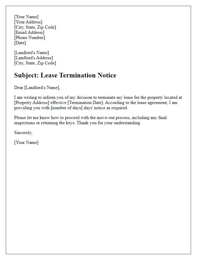 Letter template of Lease Termination Letter.