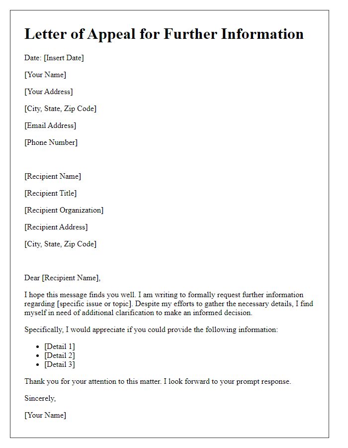 Letter template of Appeal for Further Information