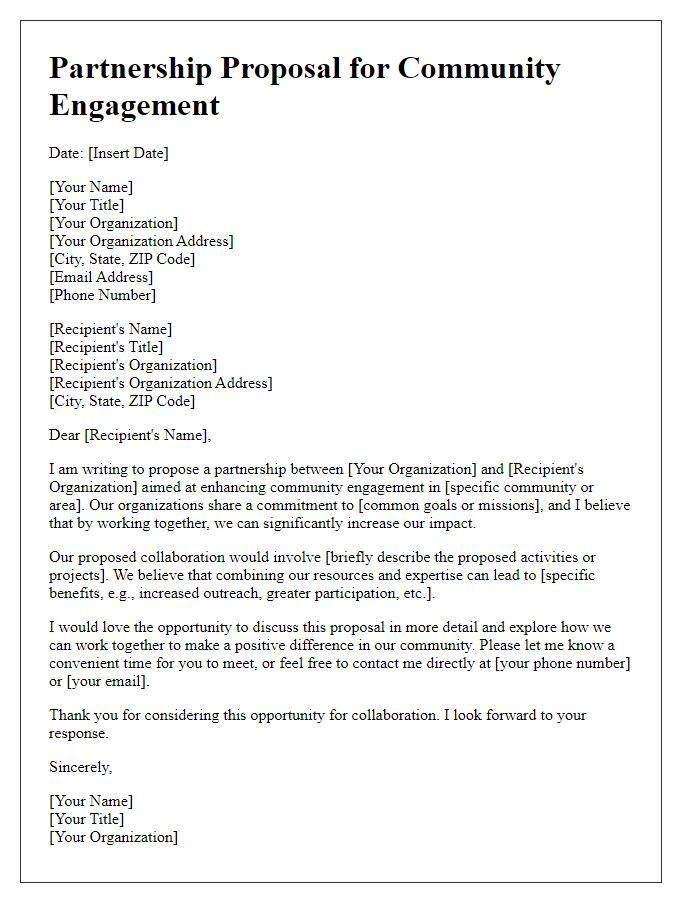 Letter template of partnership proposal for community engagement