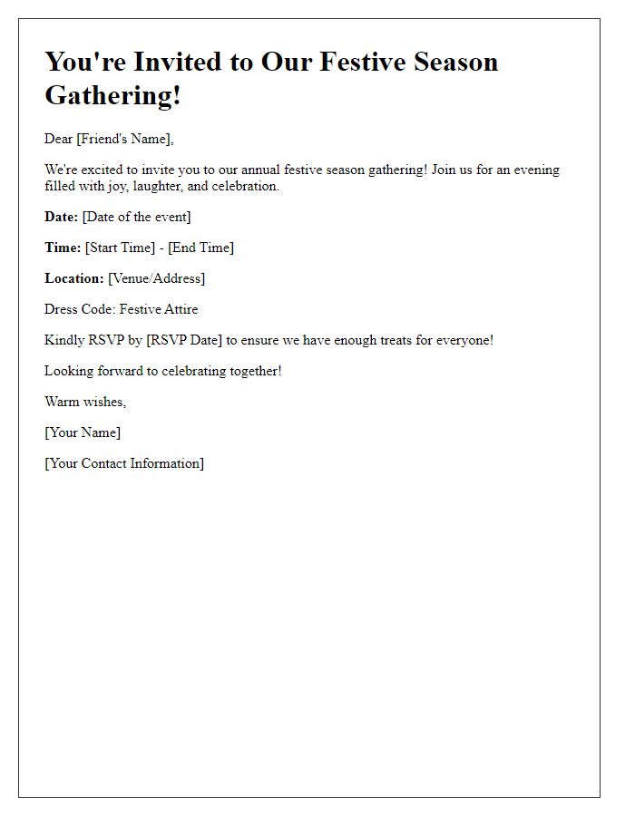 Letter template of festive season gathering invite