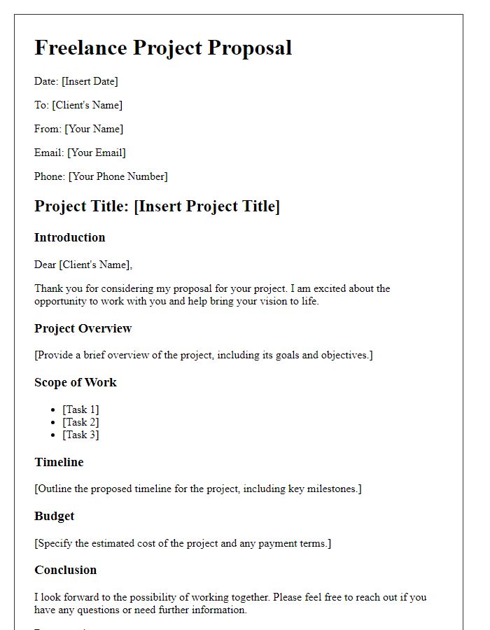 Letter template of freelance project proposal