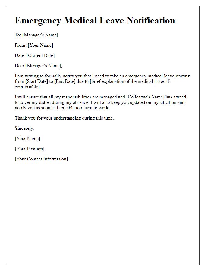 Letter template of emergency medical leave notification