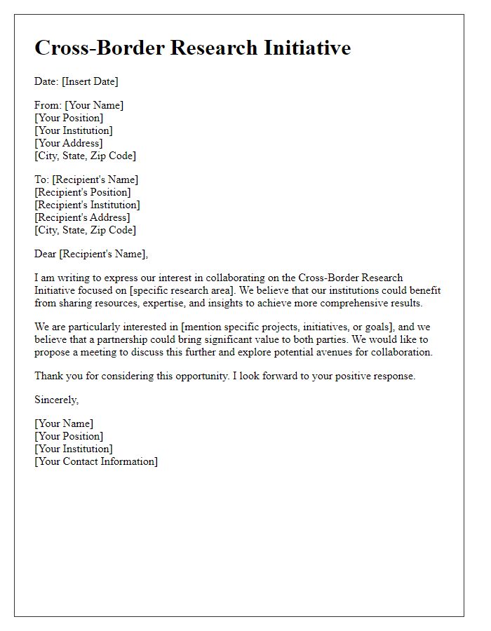 Letter template of Cross-Border Research Initiative