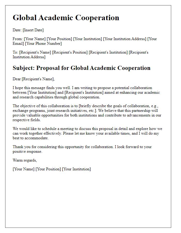 Letter template of Global Academic Cooperation