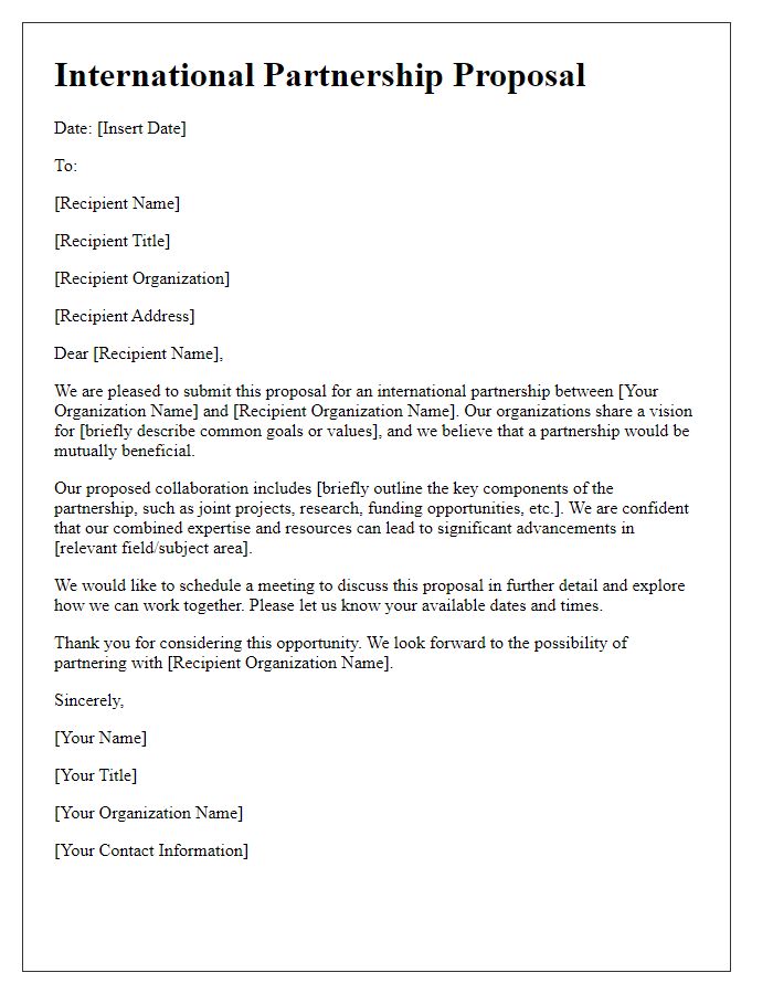 Letter template of International Partnership Proposal