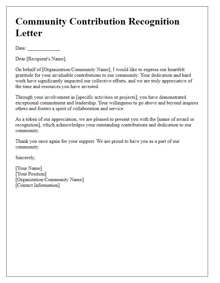 Letter template of Community Contribution Recognition