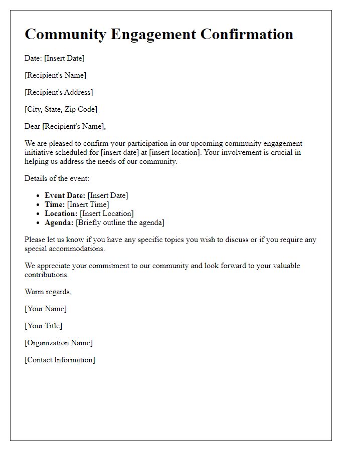 Letter template of Community Engagement Confirmation