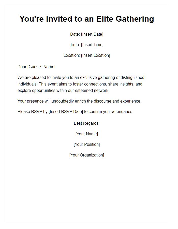 Letter template of Elite Gathering Invitation