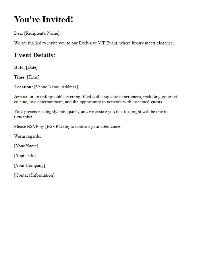 Letter template of Exclusive VIP Event Invitation