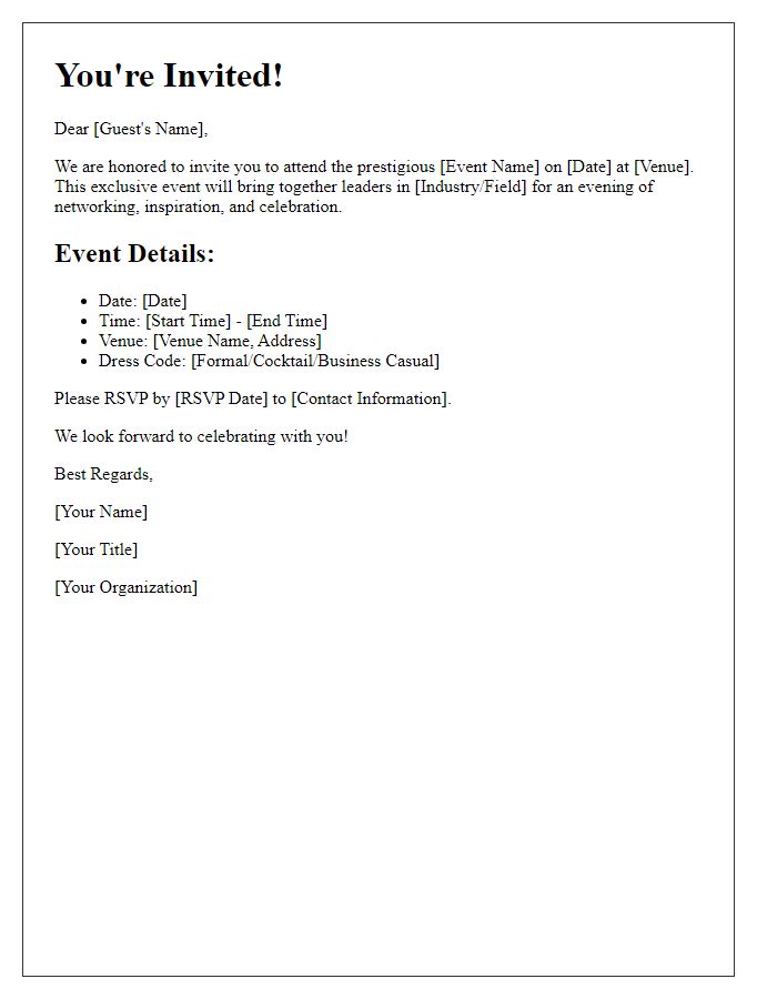 Letter template of High-Profile Event Invitation