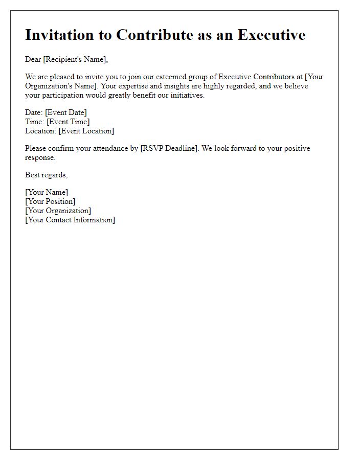 Letter template of Invitation for Executive Contributors