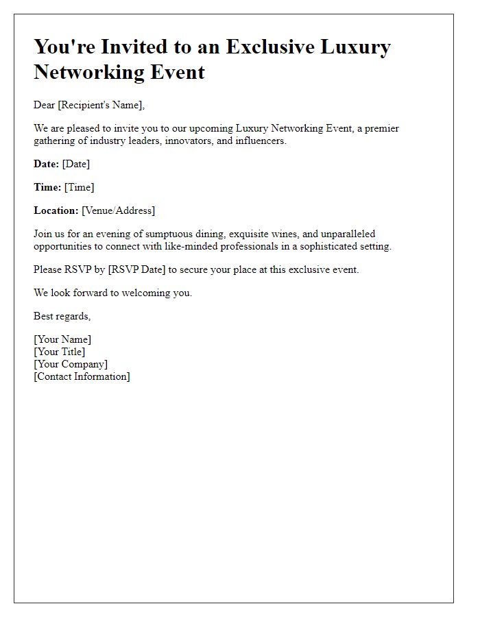 Letter template of Invitation to Luxury Networking Event