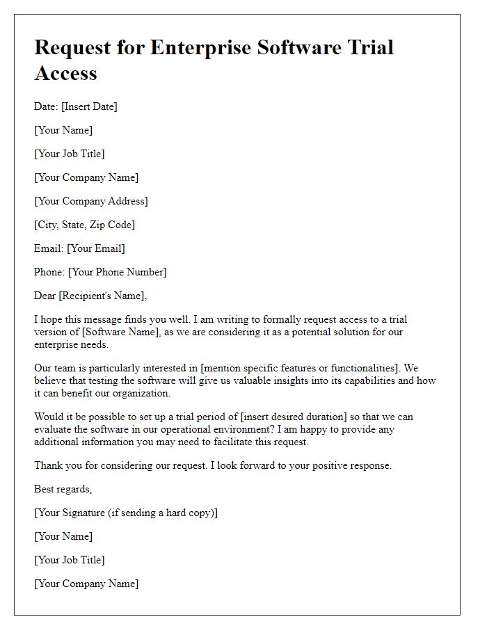 Letter template of request for enterprise software trial access