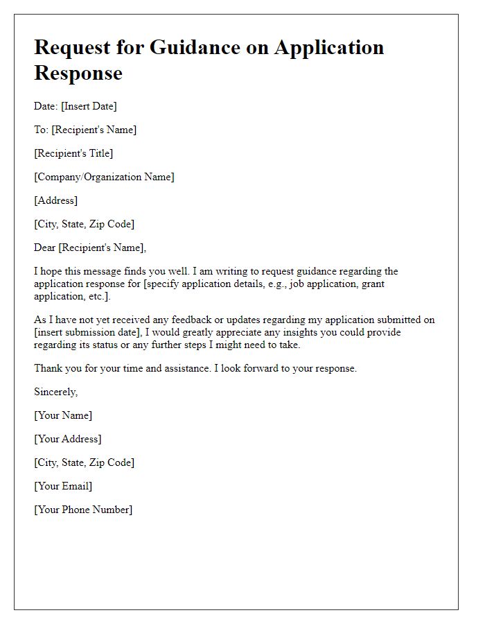 Letter template of request for guidance on application response