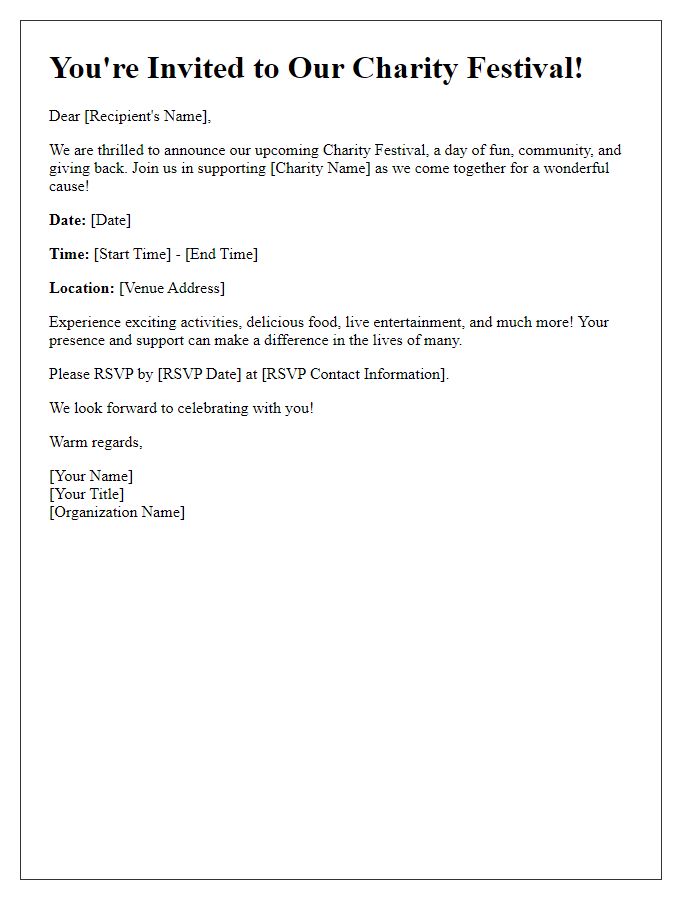 Letter template of charity festival invitation