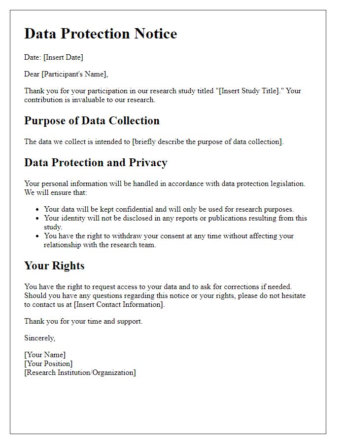 Letter template of data protection notice for research participants