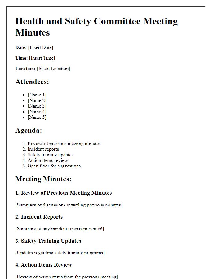 Letter template of health and safety committee meeting minutes