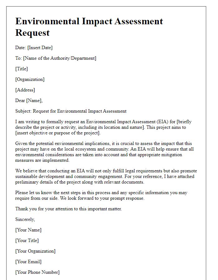 Letter template of Environmental Impact Assessment Request