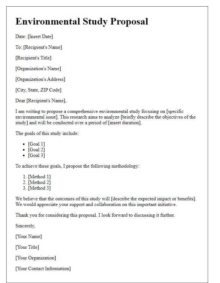 Letter template of Environmental Study Proposal