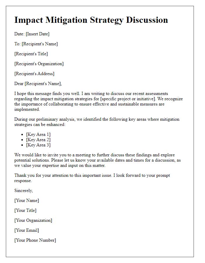 Letter template of Impact Mitigation Strategy Discussion