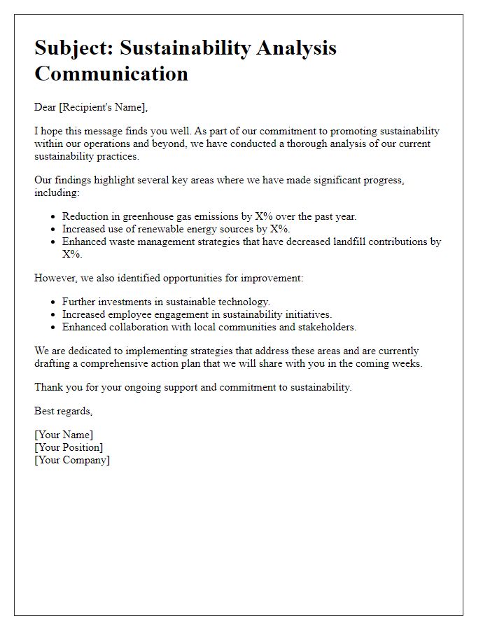 Letter template of Sustainability Analysis Communication