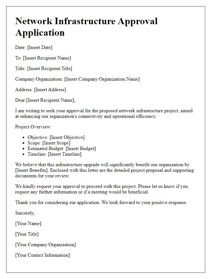 Letter template of network infrastructure approval application