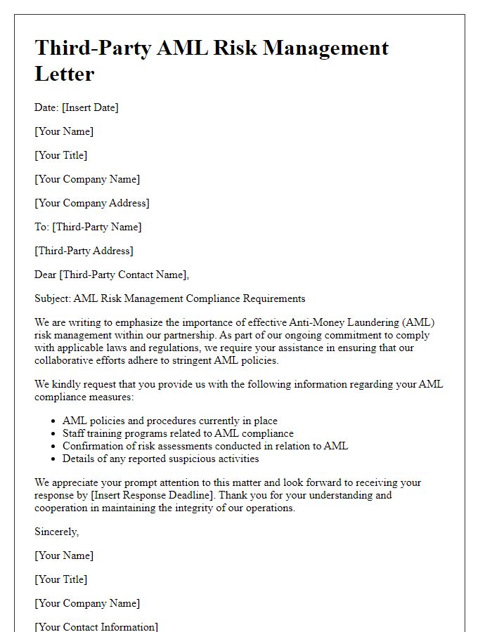 Letter template of third-party AML risk management