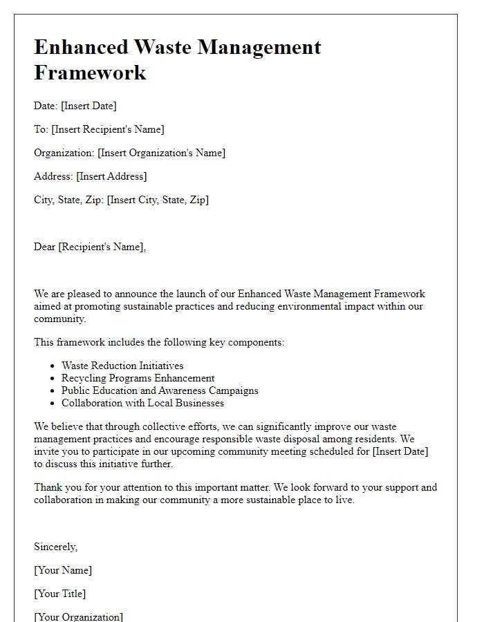 Letter template of enhanced waste management framework