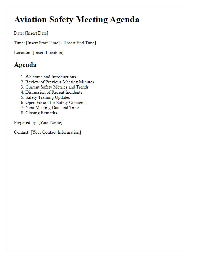 Letter template of aviation safety meeting agenda