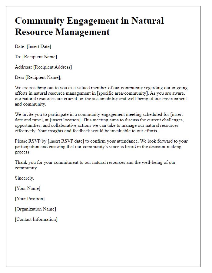 Letter template of community engagement in natural resource management